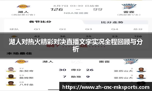 湖人对热火精彩对决直播文字实况全程回顾与分析