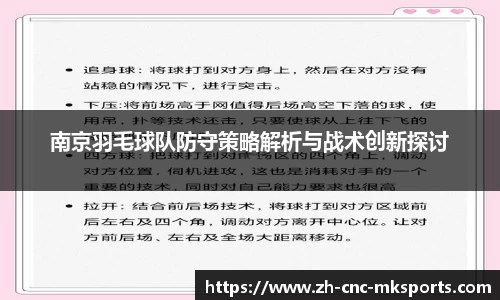 南京羽毛球队防守策略解析与战术创新探讨