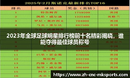 2023年全球足球明星排行榜前十名精彩揭晓，谁能夺得最佳球员称号